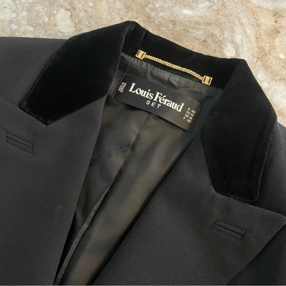 Vintage Louis Feraud single Button Black Blazer Jacket Gold Button - Picture 2 of 8